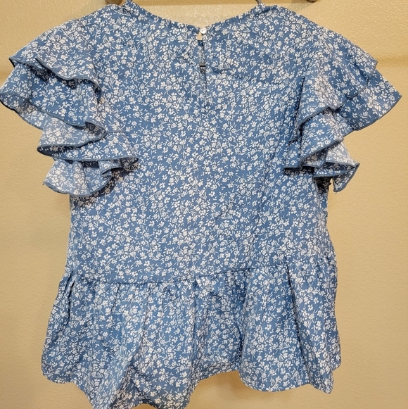 Shein girls ditsy floral print butterfly sleeve peplum blouse size 11-12y - Picture 2 of 5